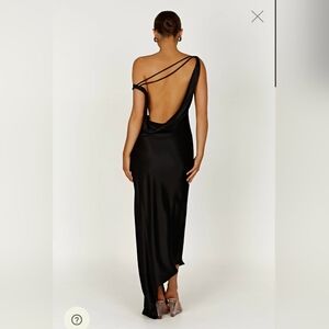 Meshki Yvette Slip Maxi Dress With Asymmetrical Hem - Black